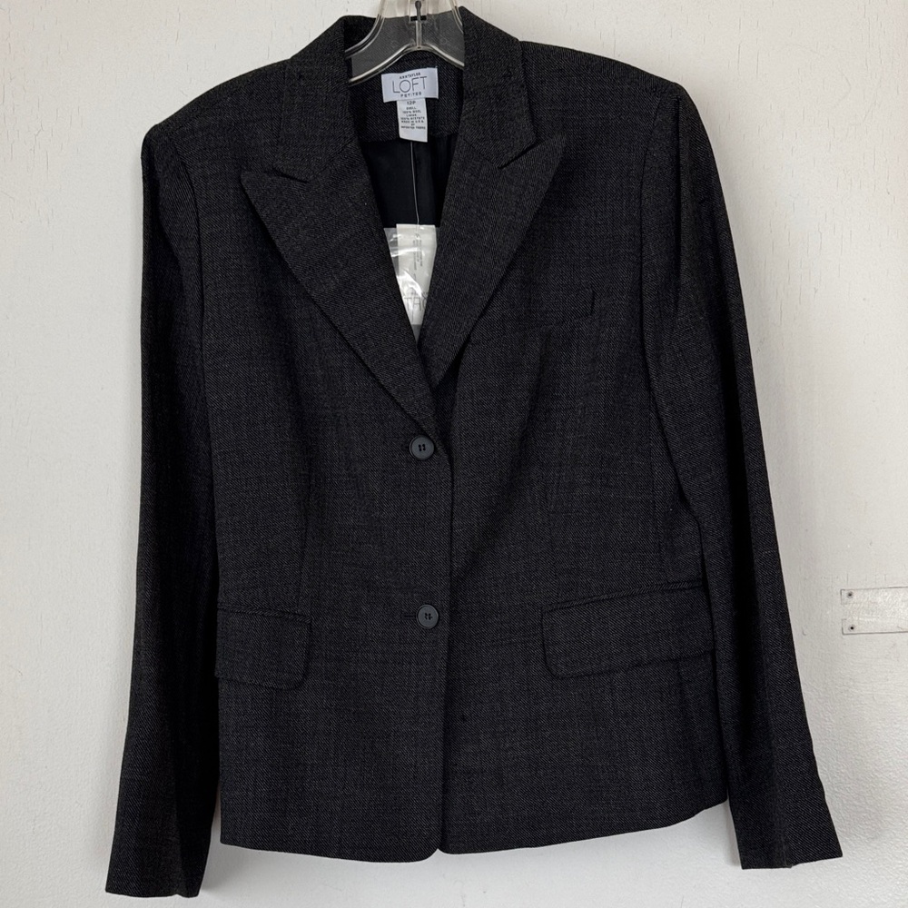 LOFT Charcoal 100 % Wool Blazer Jacket for Women